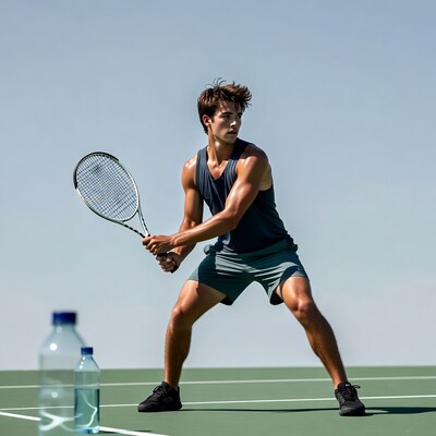 Young man playing tennis
