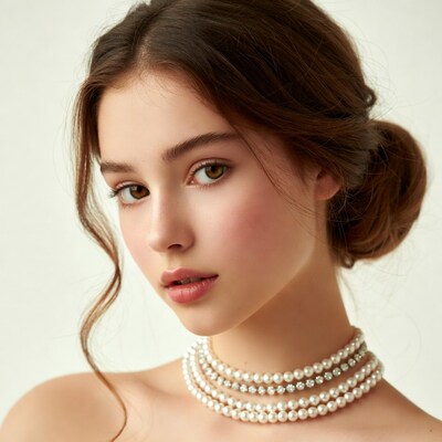 Young woman with pearl necklace