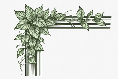 Green Leafy Vine Corner Border