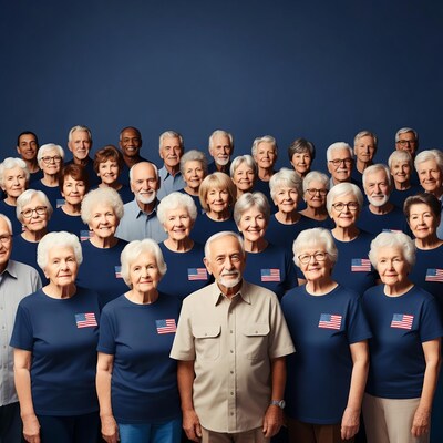 Group of seniors wearing American flag shirts