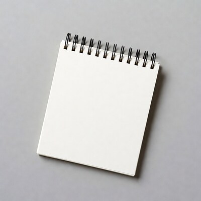 Blank spiral notebook on gray background