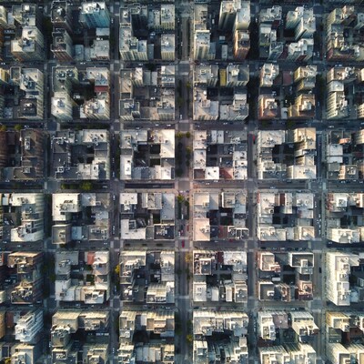 Aerial view of city buildings