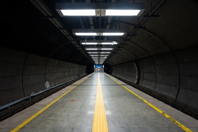 Empty subway station platform