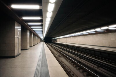 Empty subway station platform