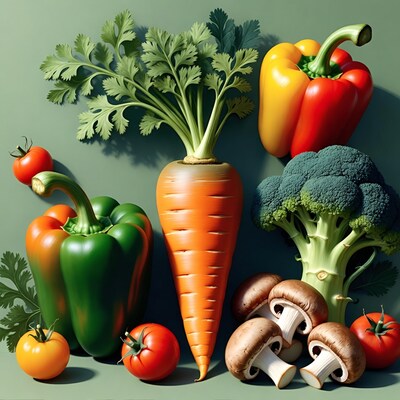 Fresh vegetables with large carrot