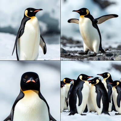 Emperor Penguins in Snowy Landscape