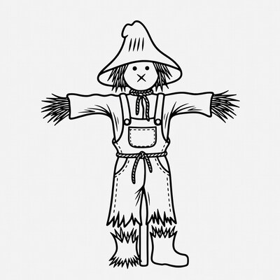 Scarecrow with straw hat