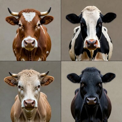 Four cows close up portraits