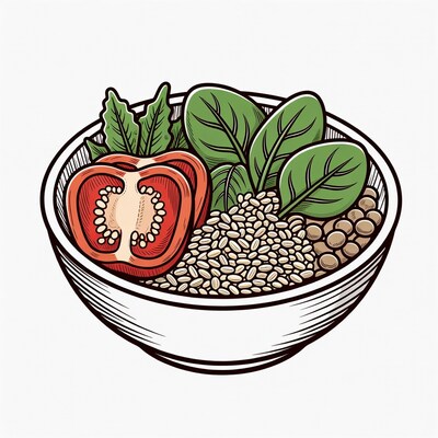 Bowl of grains and vegetables