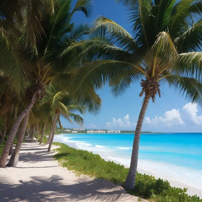 Palm trees on tropical beach