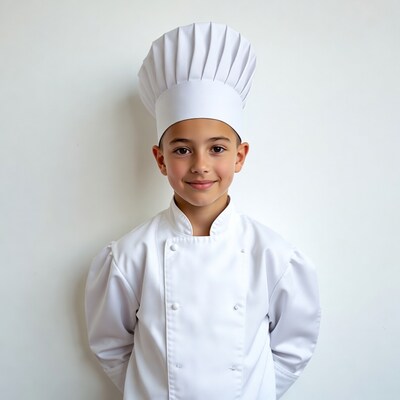 Young boy in chef uniform