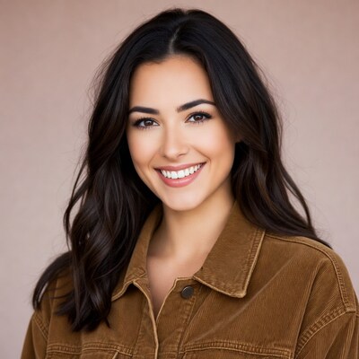 Smiling woman in brown jacket
