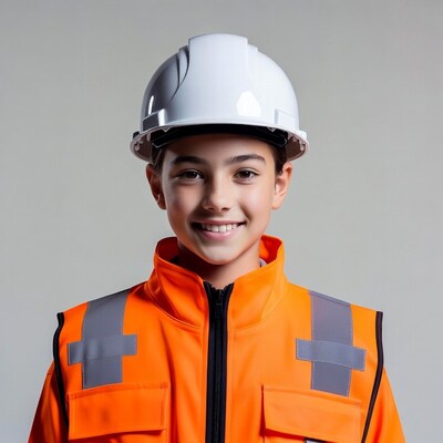 Young girl in safety gear