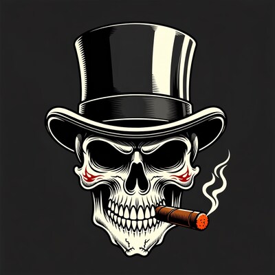Skull with Top Hat and Cigar