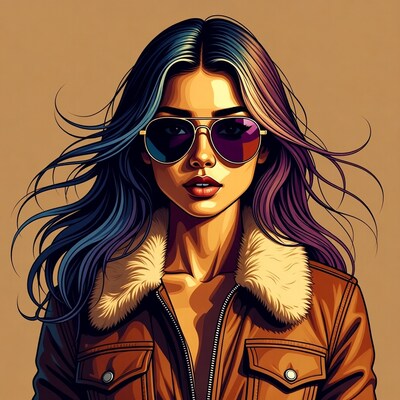 Woman with colorful hair and sunglasses