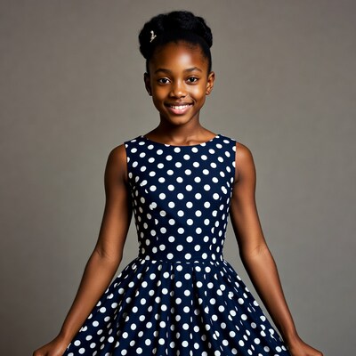 Young girl in polka dot dress
