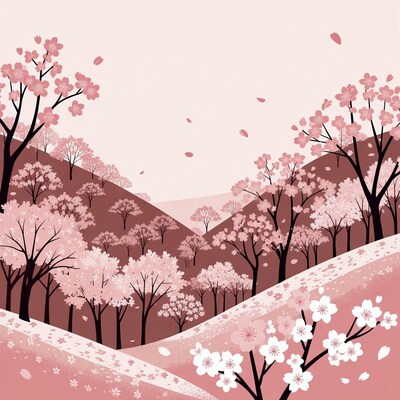 Cherry Blossom Hills Landscape