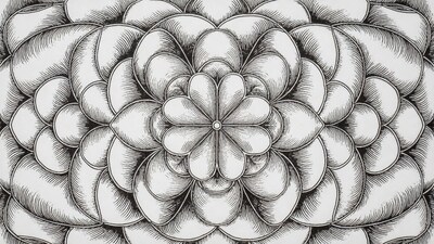 Black and white flower mandala