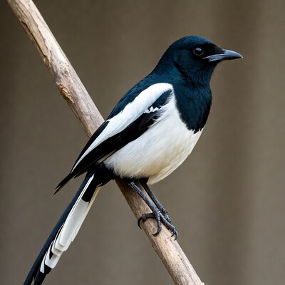 Magpie perched on branch