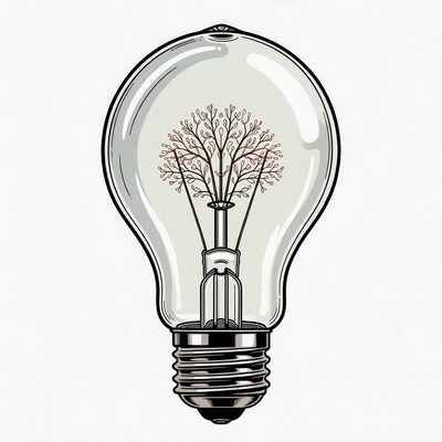 Light bulb with tree inside