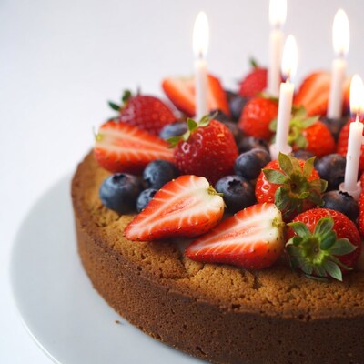 Strawberry Blueberry Birthday Cake