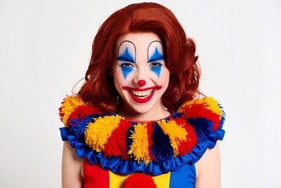 Woman in clown costume