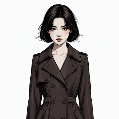 Woman in dark trench coat