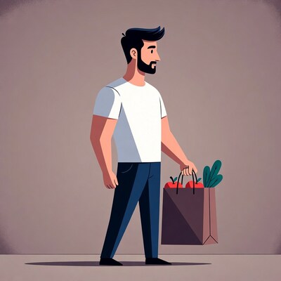 Man carrying grocery bag