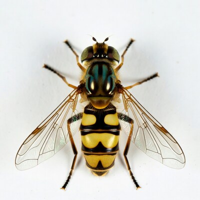 Hoverfly on white background