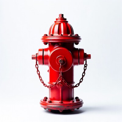 Red fire hydrant on white background