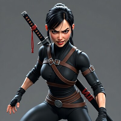 Female ninja with katana