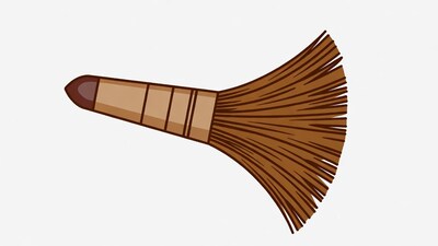 Cartoon broom with wooden handle