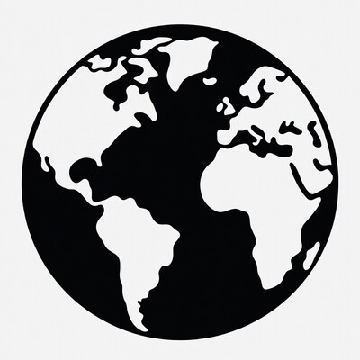 Black and white globe illustration