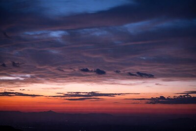 Sunset over mountain range