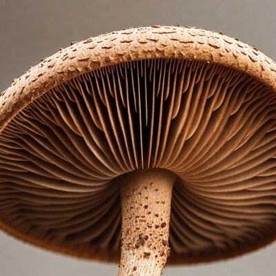 Mushroom gills close up
