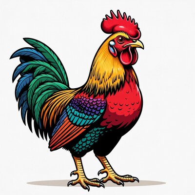 Colorful Rooster Illustration