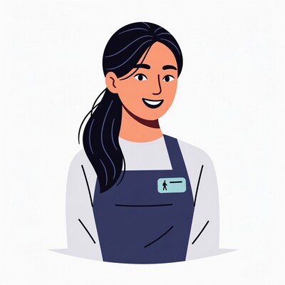 Woman in apron smiling