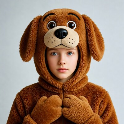 Girl in dog costume