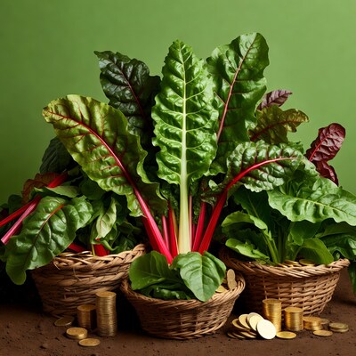 Swiss Chard in Baskets with Coins