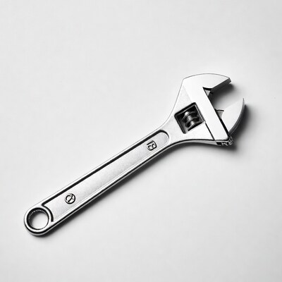 Adjustable wrench on white background