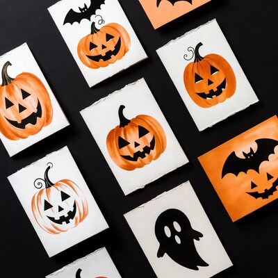 Halloween Watercolor Pumpkin Cards