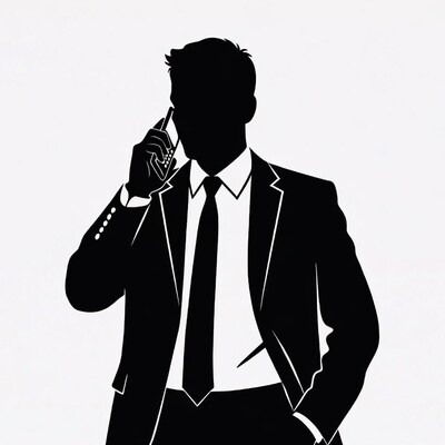 Businessman Silhouette Talking on Phone