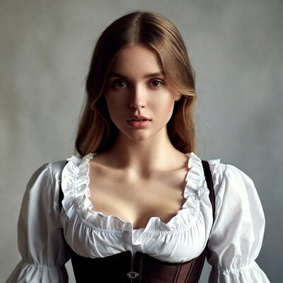 Woman in white blouse and corset