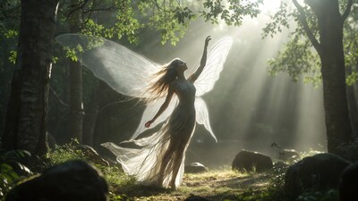 Fairy in Sunlit Forest