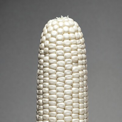 White corn cob close up