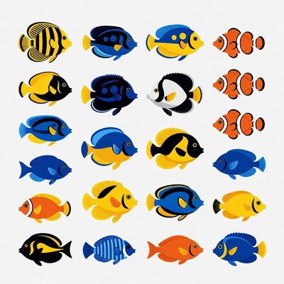 Colorful tropical fish illustrations