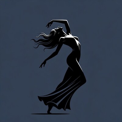 Woman dancing in silhouette