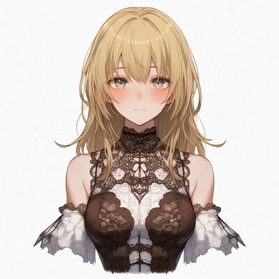 Blonde woman in lace dress