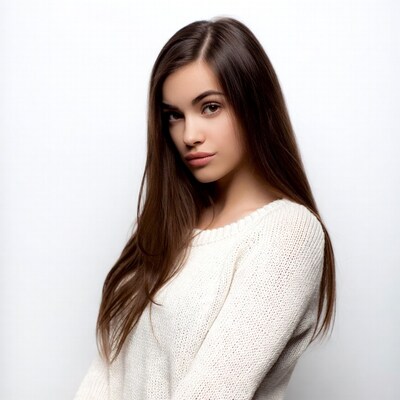Young woman with long brown hair