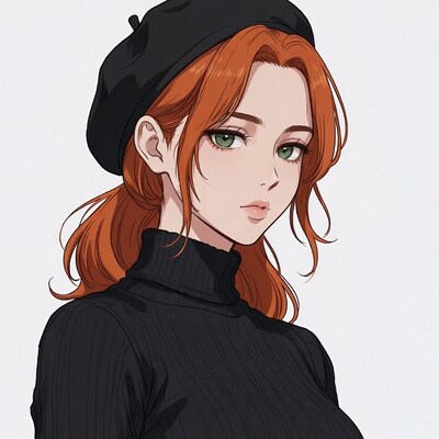Woman with red hair and beret